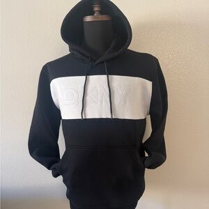 DKNY Men's Black and White Hoodie